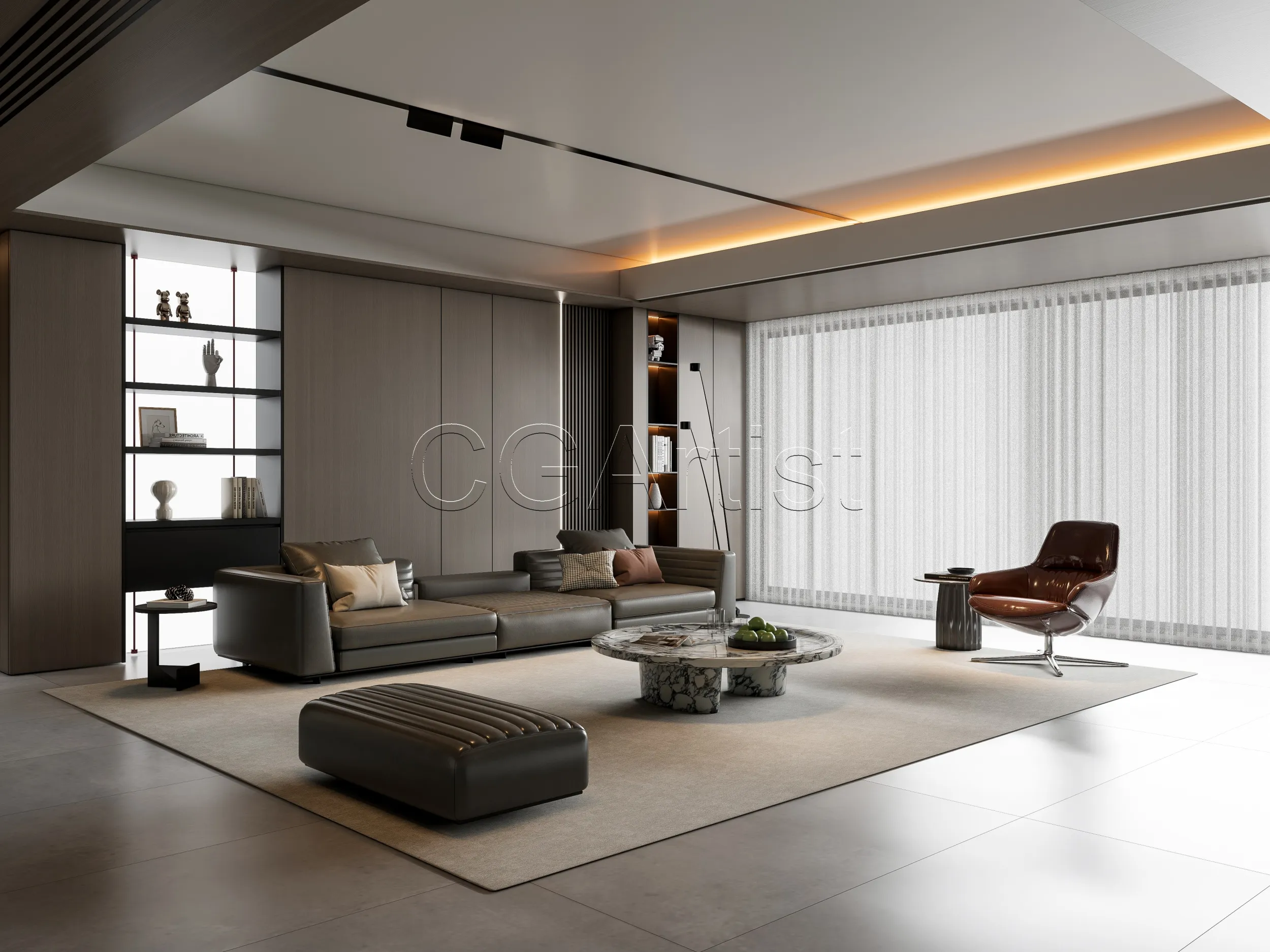 Living room 8 3D Model .c4d .max .obj .3ds .fbx .stl .blend 