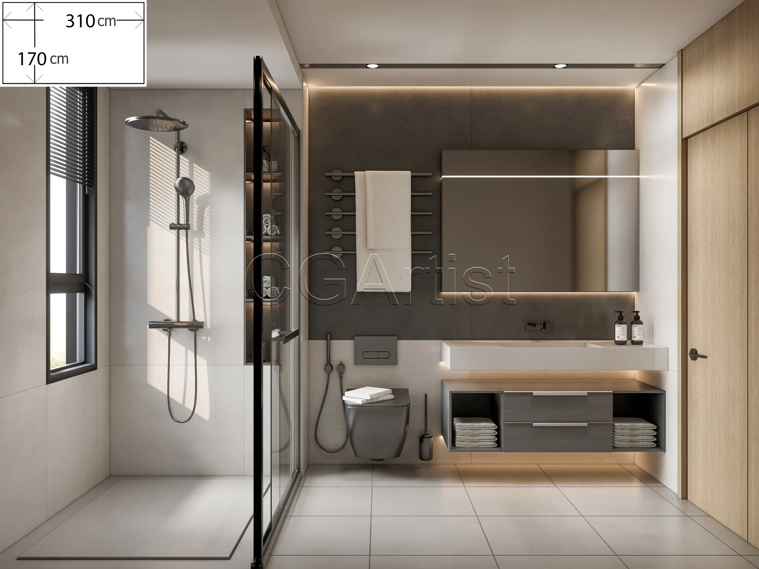 Modern bathroom 3 3D Model .c4d .max .obj .3ds .fbx .stl .blend 