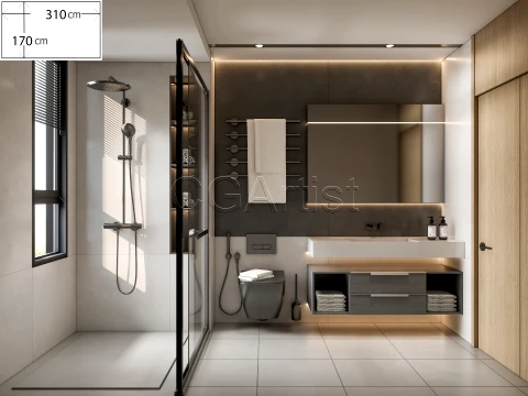 Modern bathroom 3 3D Model