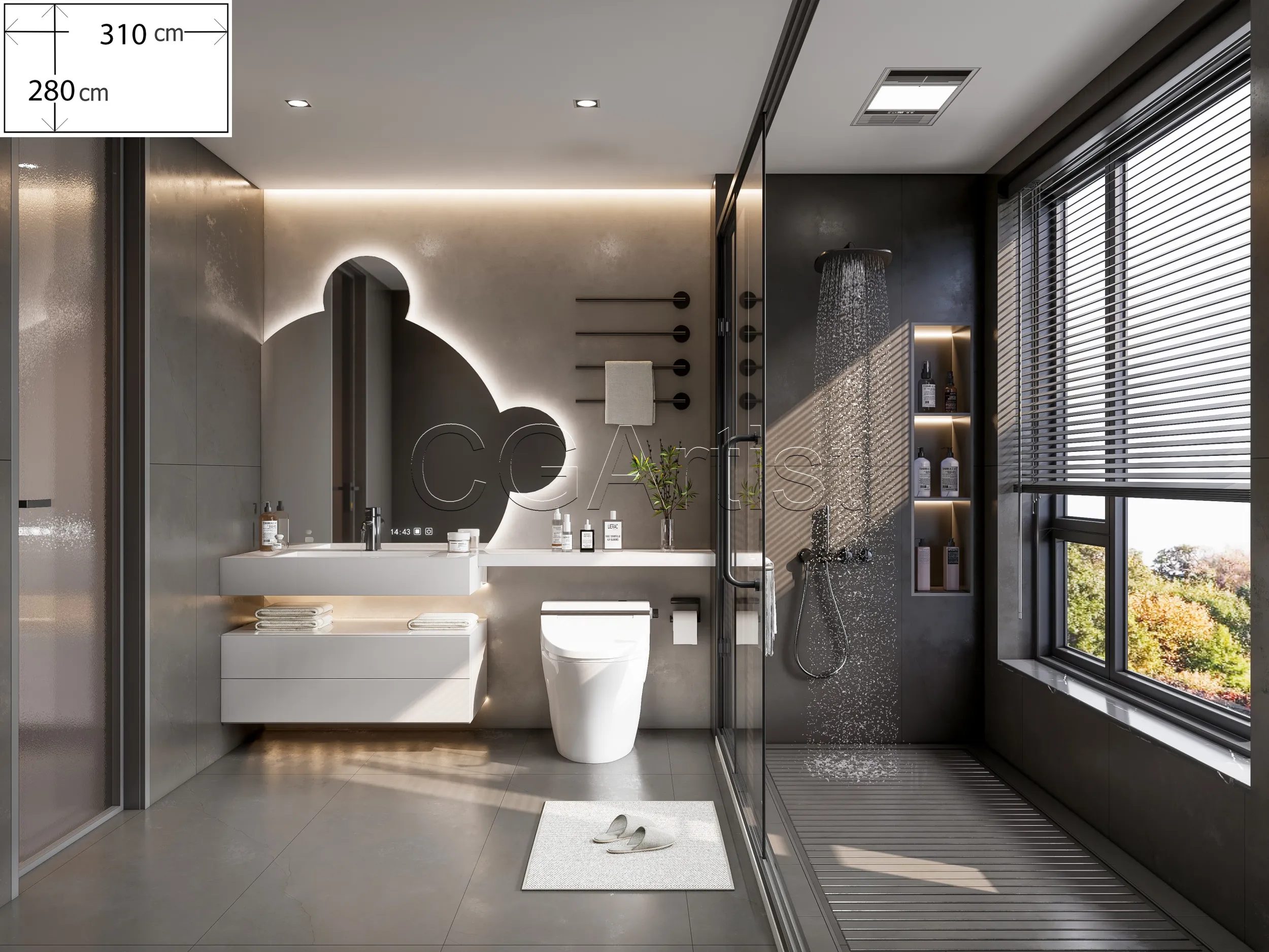 Modern bathroom 4 3D Model .c4d .max .obj .3ds .fbx .stl .blend 