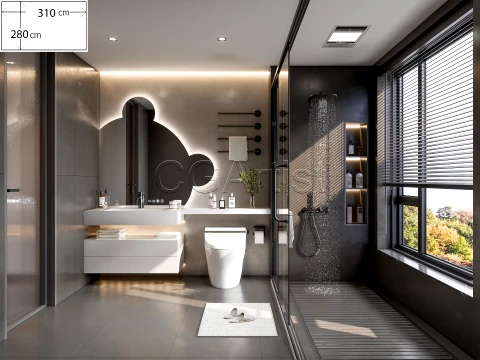 Modern bathroom 4 3D Model