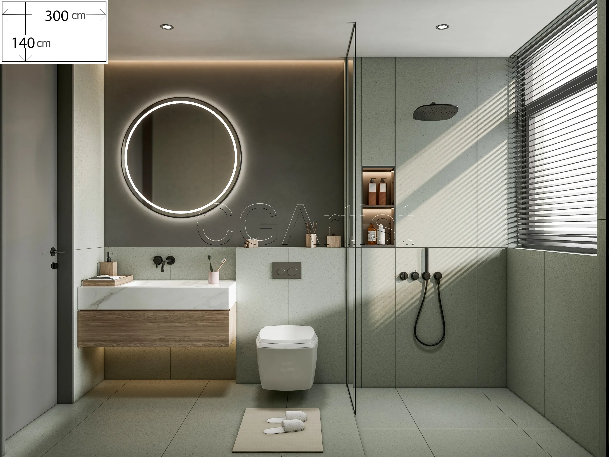 Modern bathroom 5 3D Model .c4d .max .obj .3ds .fbx .stl .blend