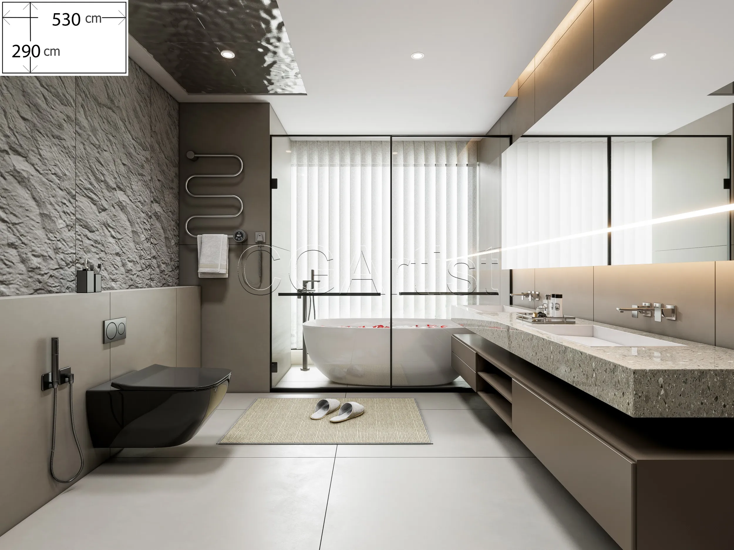 Modern bathroom 25 3D Model .c4d .max .obj .3ds .fbx .stl .blend 