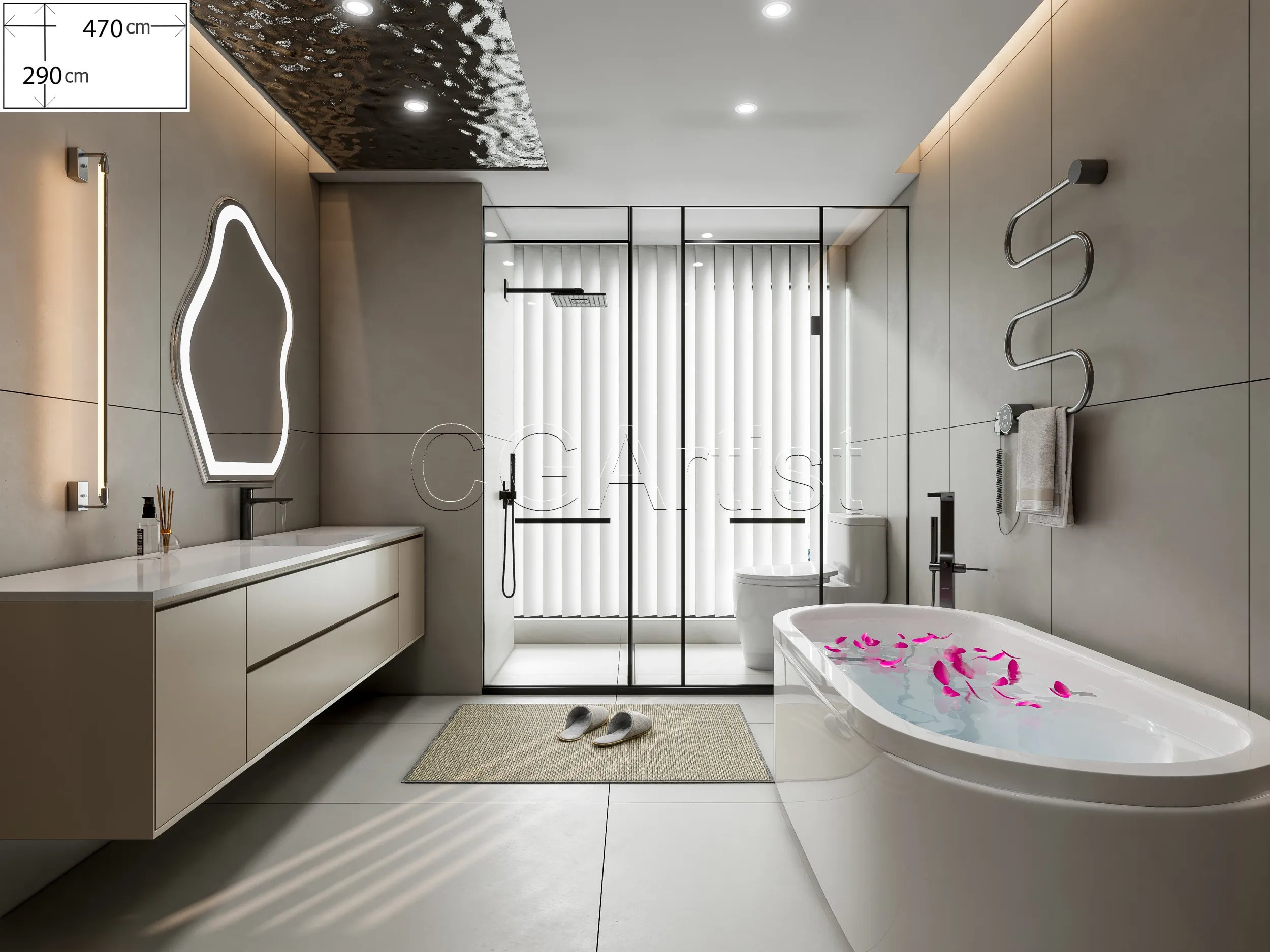 Modern bathroom 39 3D Model .c4d .max .obj .3ds .fbx .stl .blend 