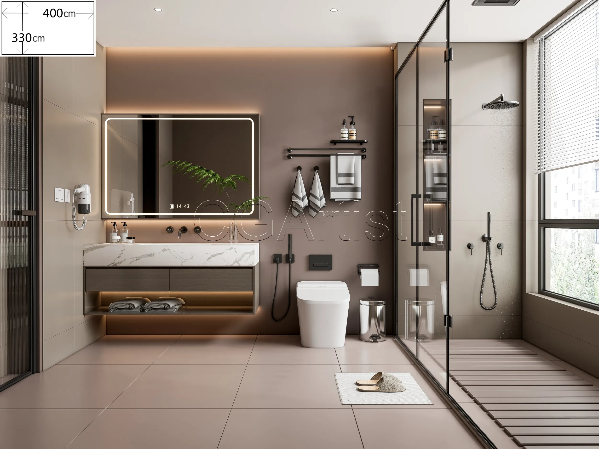 Modern bathroom 54 3D Model .c4d .max .obj .3ds .fbx .stl .blend 