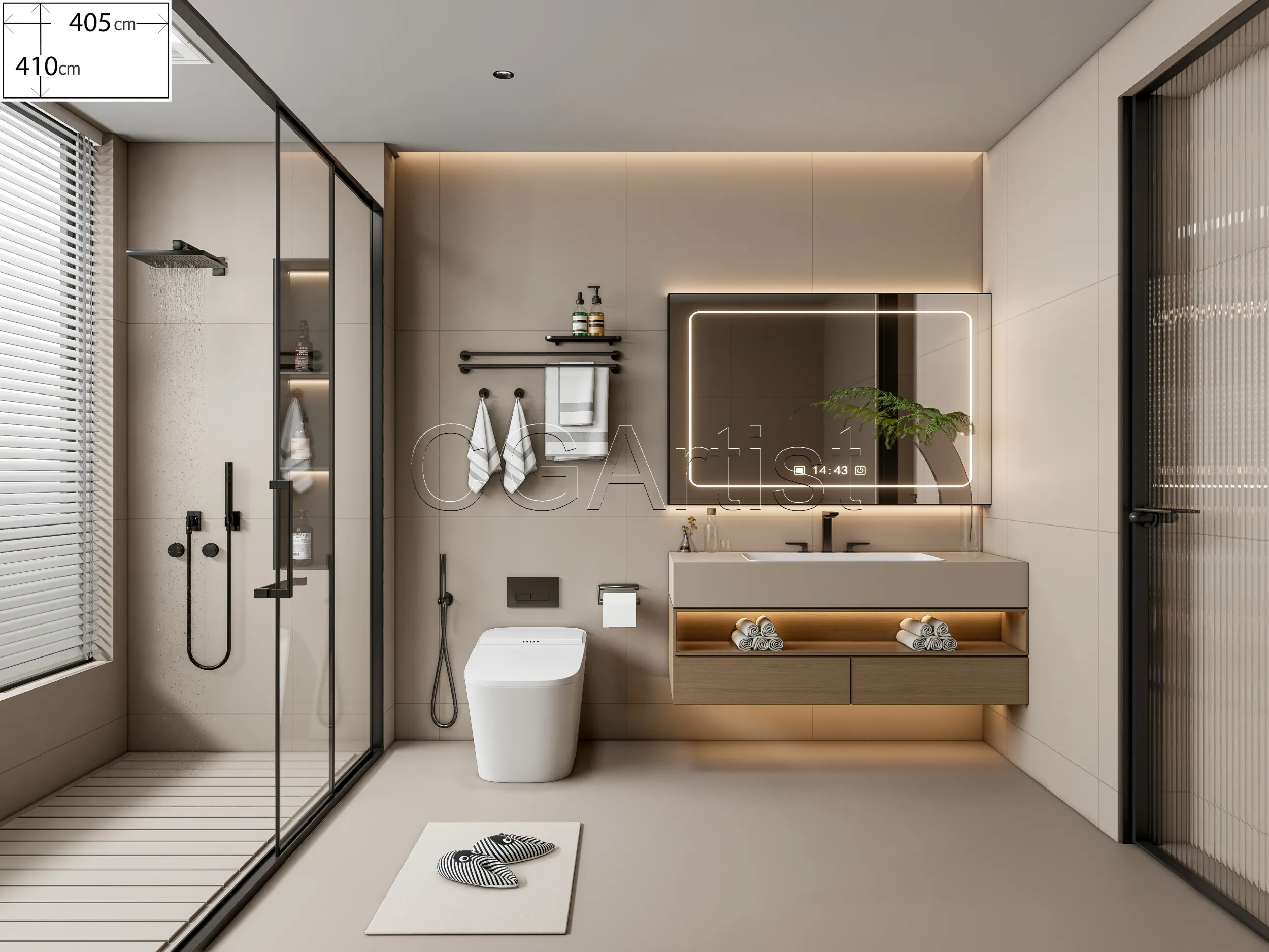 Modern bathroom 107 3D Model .c4d .max .obj .3ds .fbx .stl .blend 