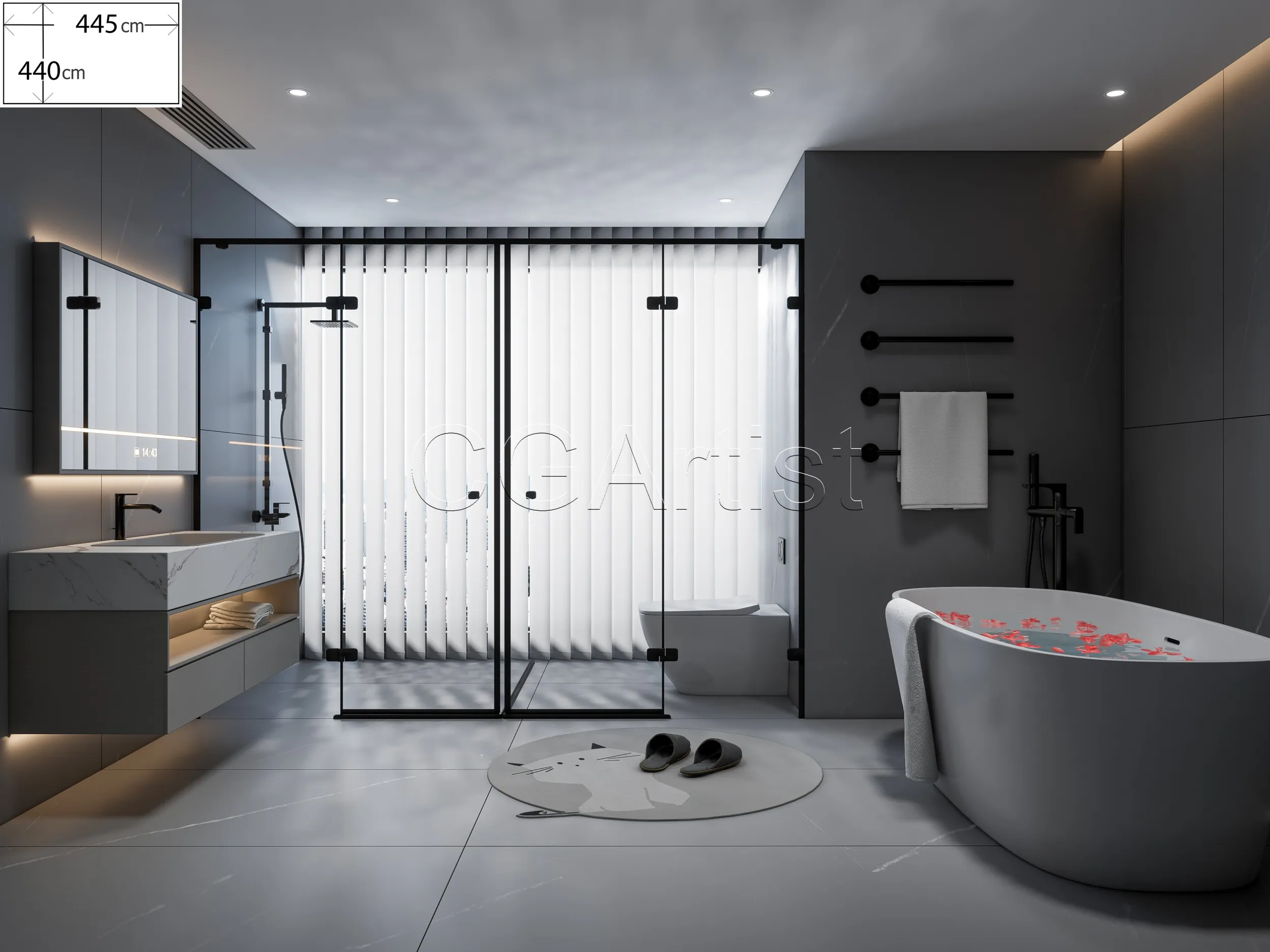 Modern bathroom 120 3D Model .c4d .max .obj .3ds .fbx .stl .blend 