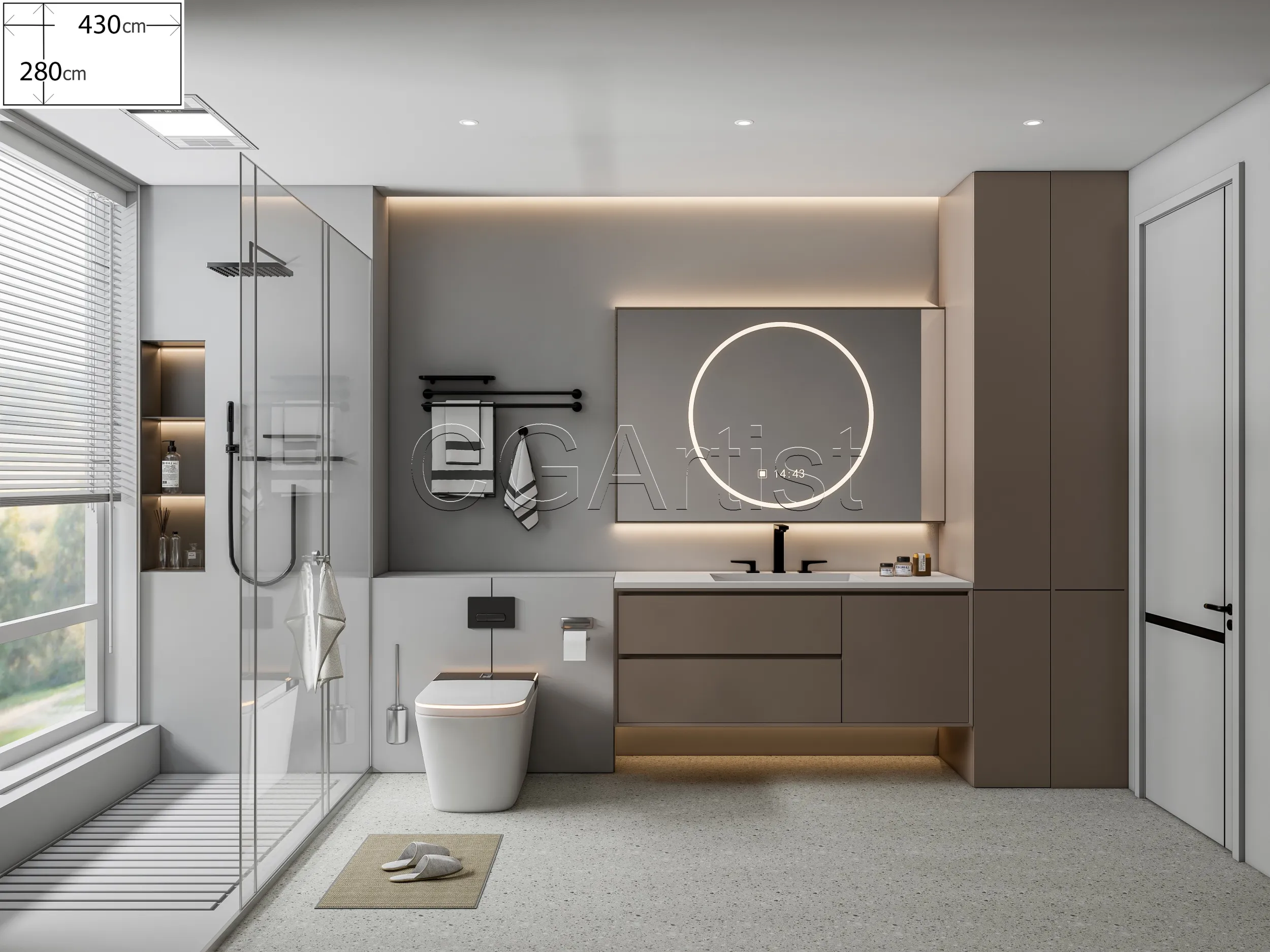 Modern bathroom 123 3D Model .c4d .max .obj .3ds .fbx .stl .blend 