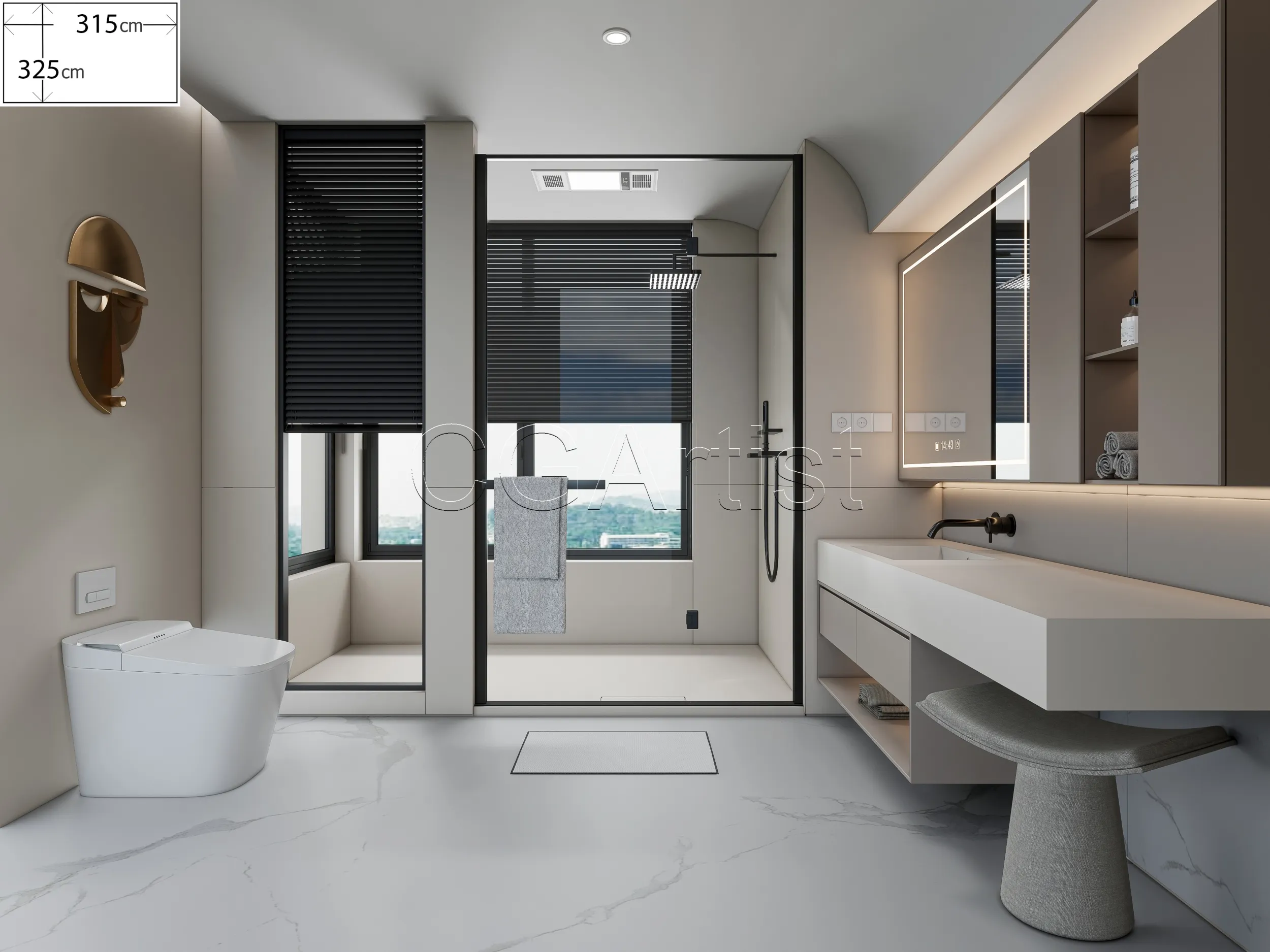 Modern bathroom 124 3D Model .c4d .max .obj .3ds .fbx .stl .blend 