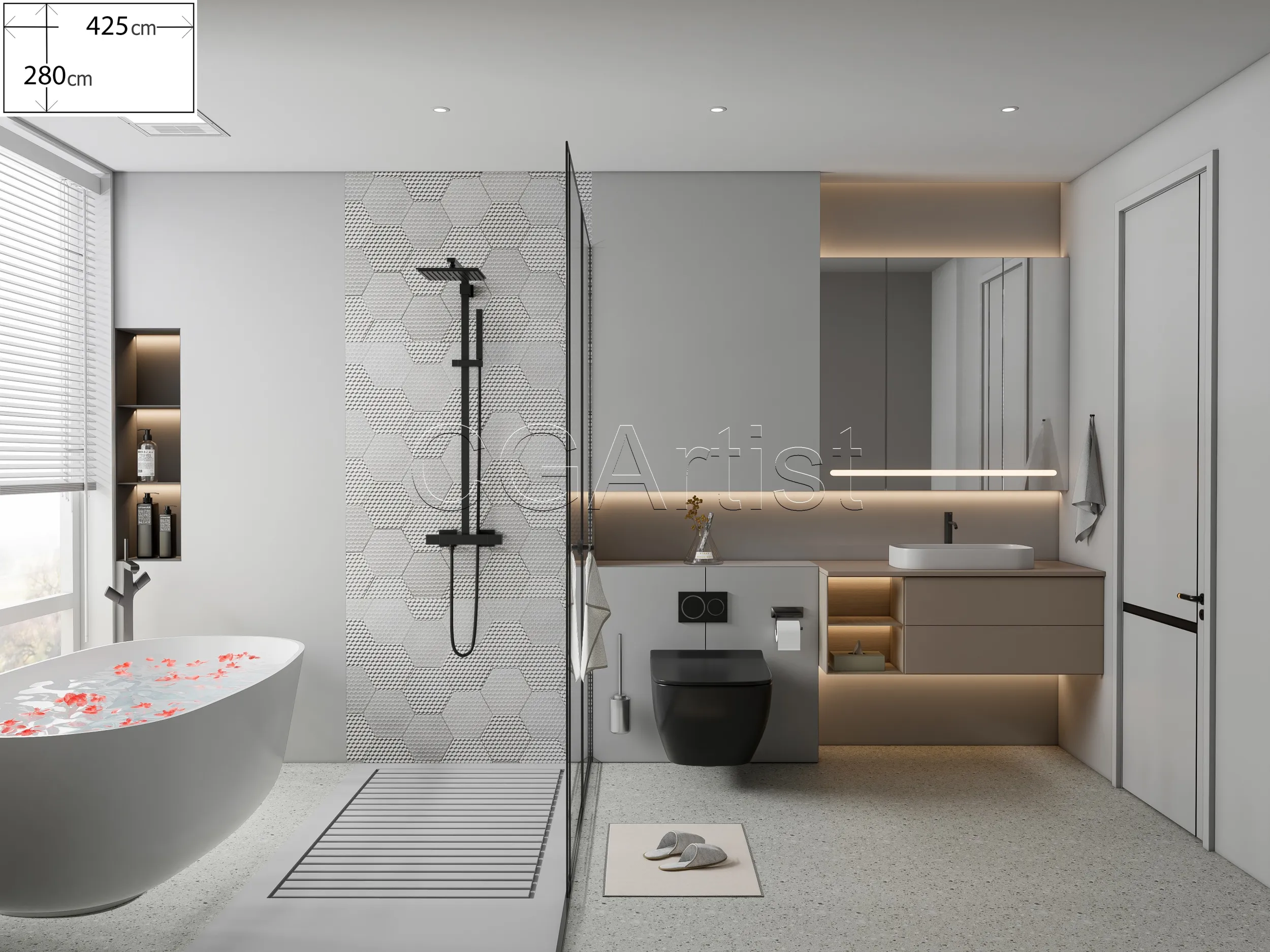 Modern bathroom 125 3D Model .c4d .max .obj .3ds .fbx .stl .blend 