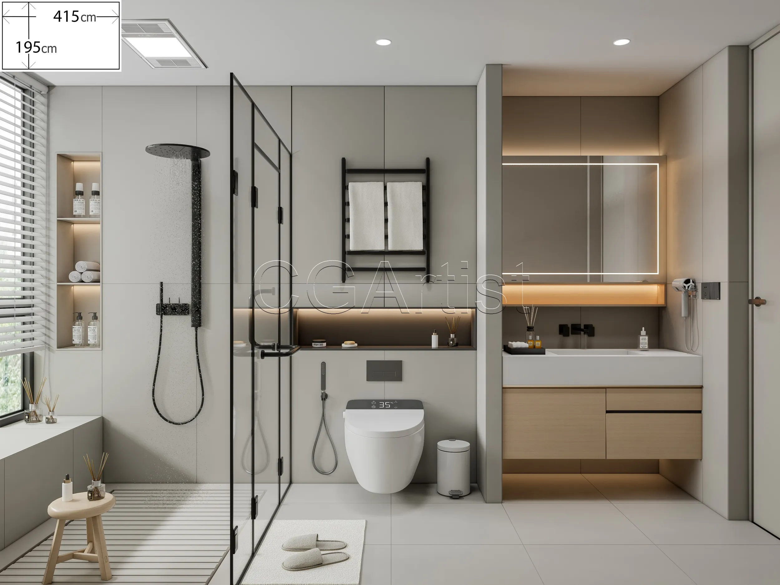 Modern bathroom 131 3D Model .c4d .max .obj .3ds .fbx .stl .blend 