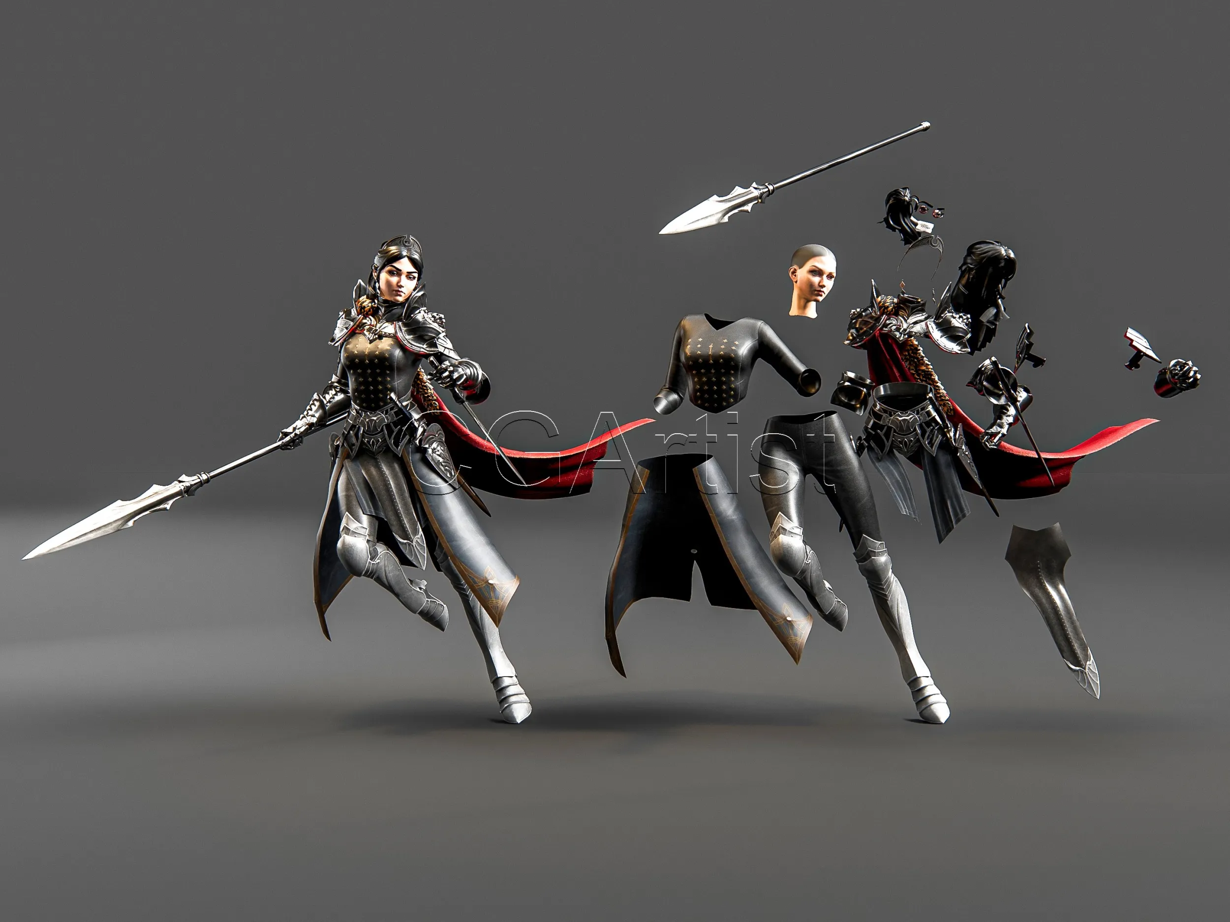 Ancient Female Warrior High-Quality 3D Character Model 3D Model .c4d .max .obj .3ds .fbx .stl .blend 