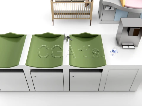 Baby Care Bed High-Quality Bundle 1 3D Model