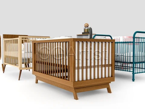 Baby Crib High-Quality Bundle 1 3D Model