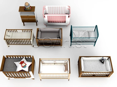 Baby Crib High-Quality Bundle 1 3D Model