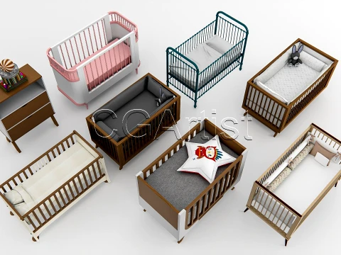 Baby Crib High-Quality Bundle 1 3D Model