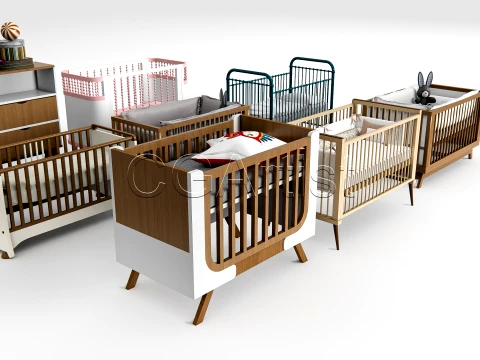 Baby Crib High-Quality Bundle 1 3D Model