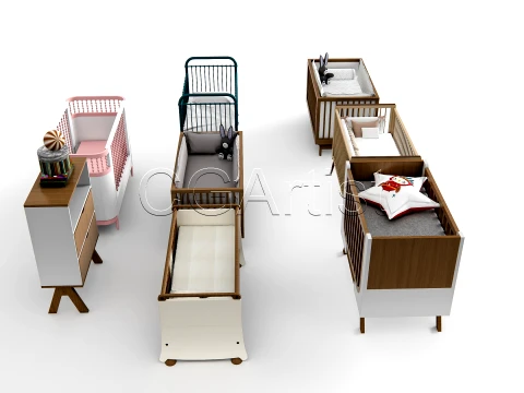 Baby Crib High-Quality Bundle 1 3D Model