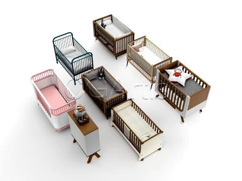 Baby Crib High-Quality Bundle 1 3D Model