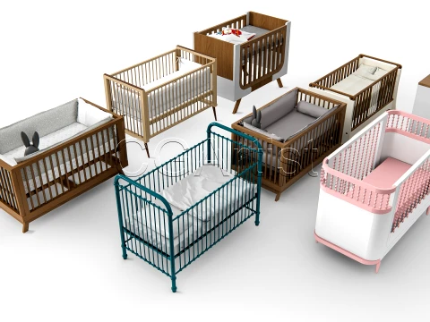 Baby Crib High-Quality Bundle 1 3D Model
