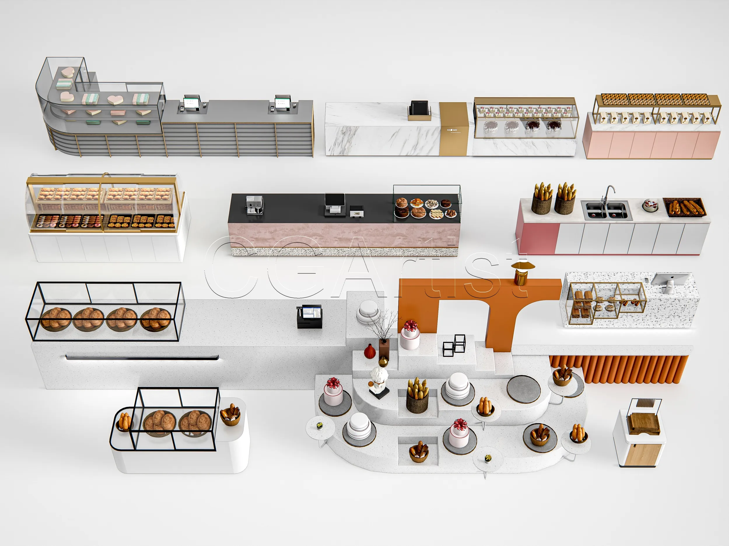 Bakery Interior 6 3D Model .c4d .max .obj .3ds .fbx .stl .blend 