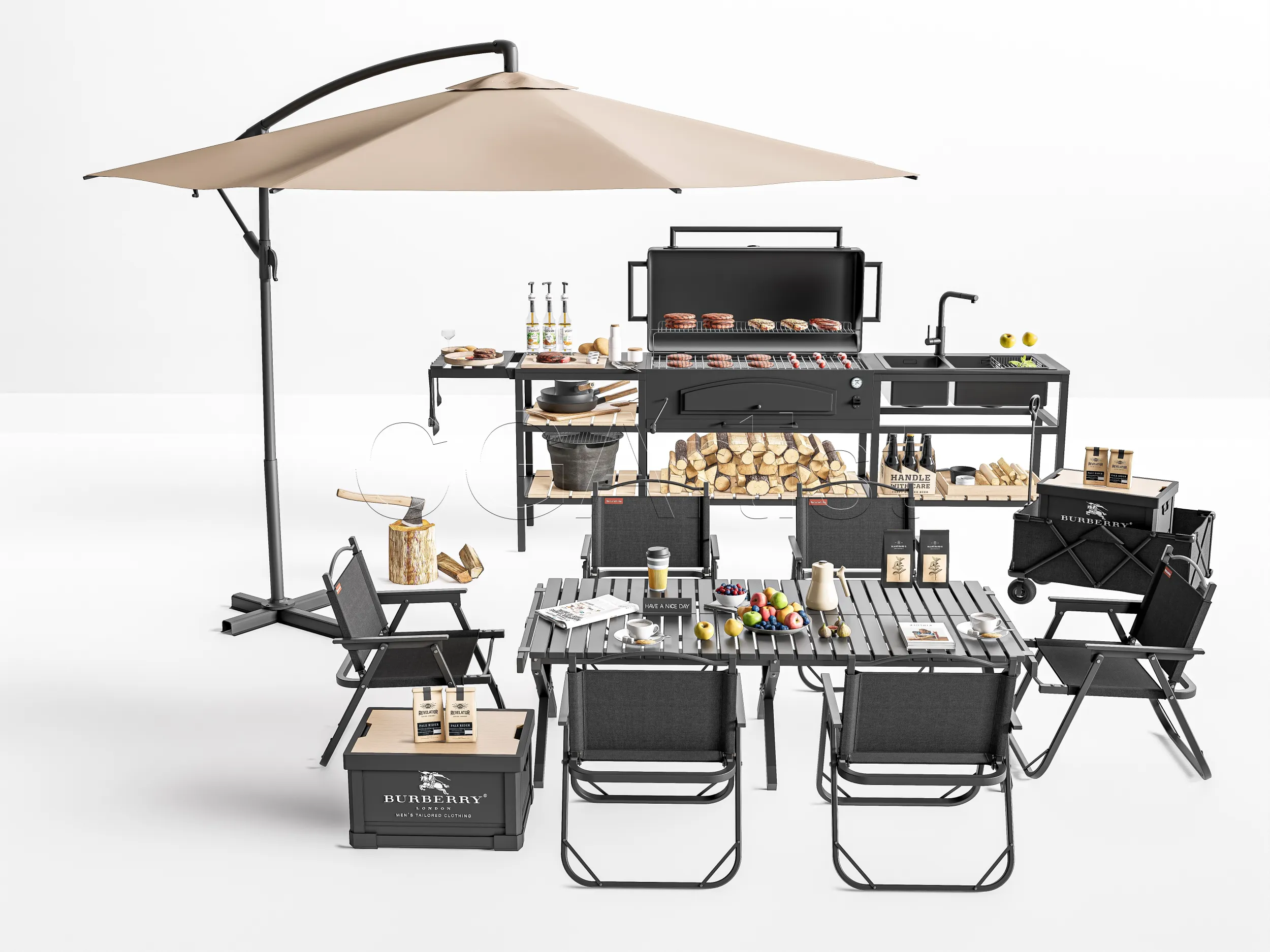 Outdoor Barbecue Grill 6 3D Model .c4d .max .obj .3ds .fbx .stl .blend 