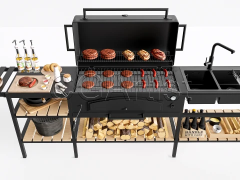 Outdoor Barbecue Grill 6 3D Model