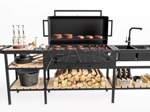 Outdoor Barbecue Grill 6 3D Model