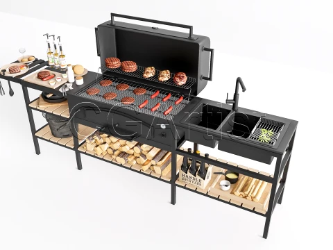 Outdoor Barbecue Grill 6 3D Model