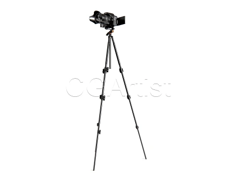 DSLR Camera with Tripod 3D Model