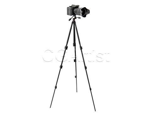 DSLR Camera with Tripod 3D Model