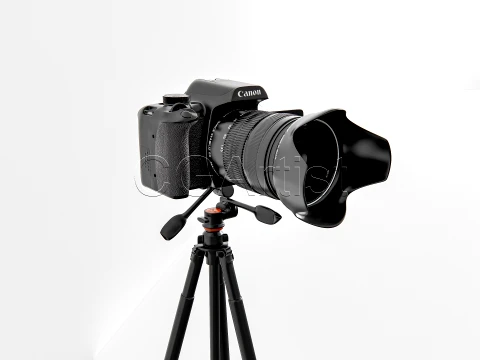 DSLR Camera with Tripod 3D Model