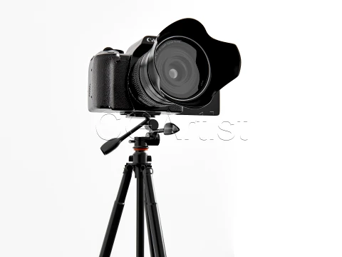 DSLR Camera with Tripod 3D Model