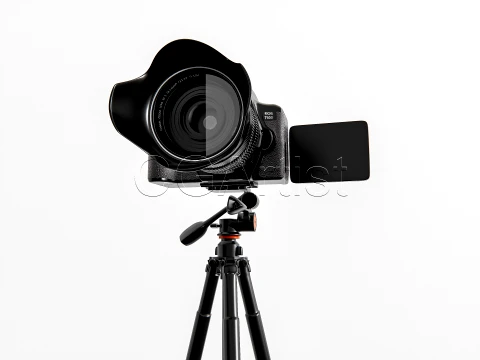 DSLR Camera with Tripod 3D Model