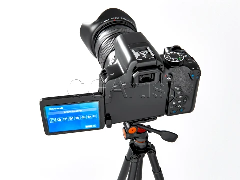 DSLR Camera with Tripod 3D Model