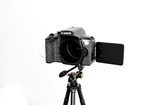 DSLR Camera with Tripod 3D Model