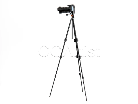 DSLR Camera with Tripod 3D Model