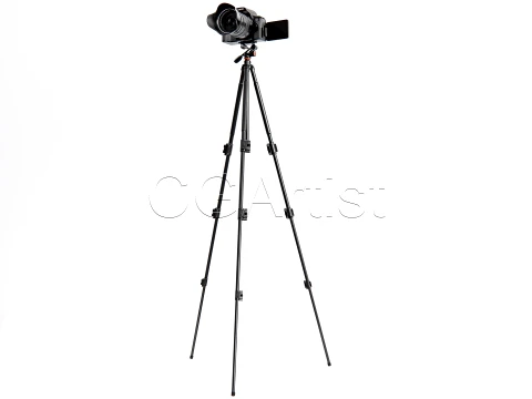DSLR Camera with Tripod 3D Model