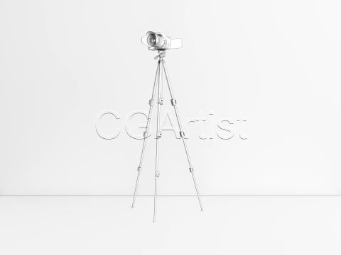 DSLR Camera with Tripod 3D Model