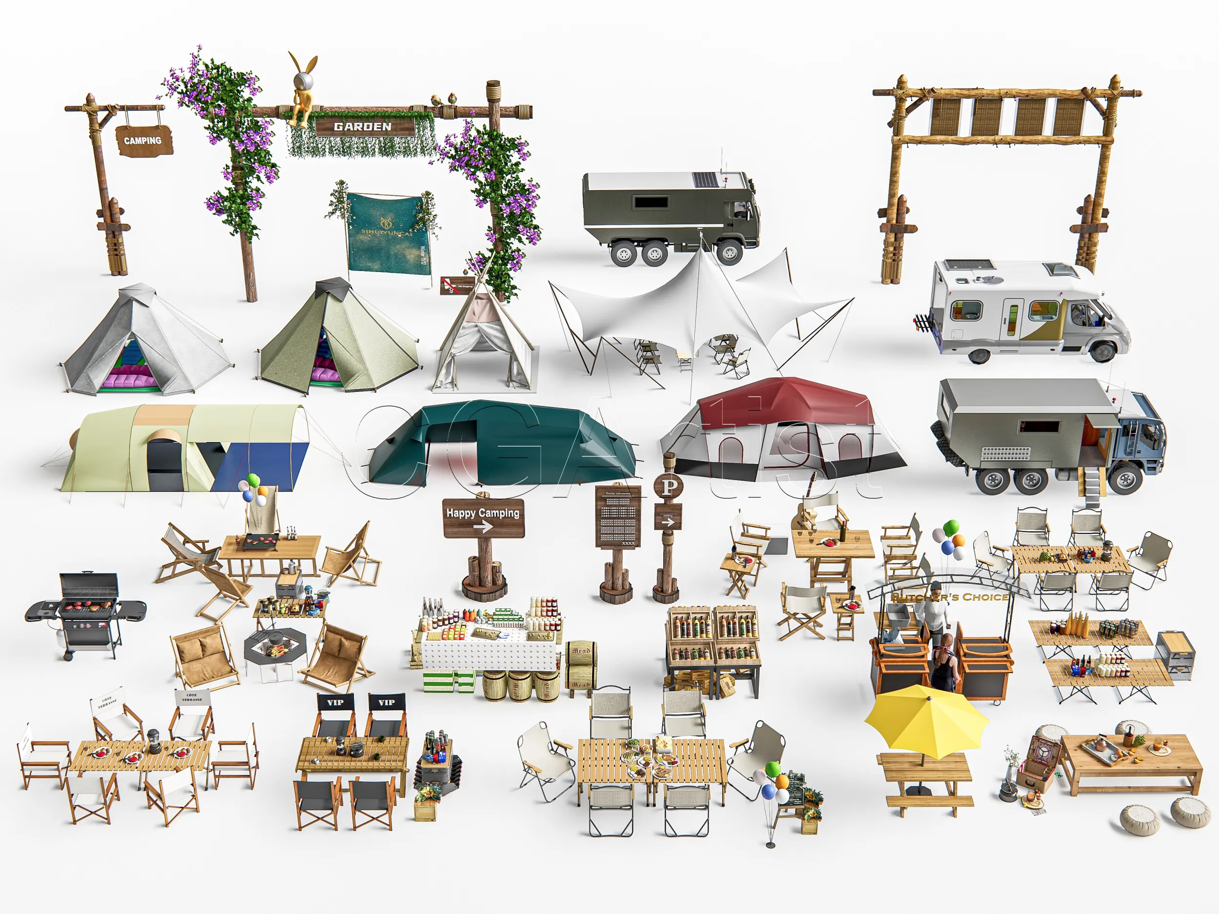Camping 2 3D Model .c4d .max .obj .3ds .fbx .stl .blend 