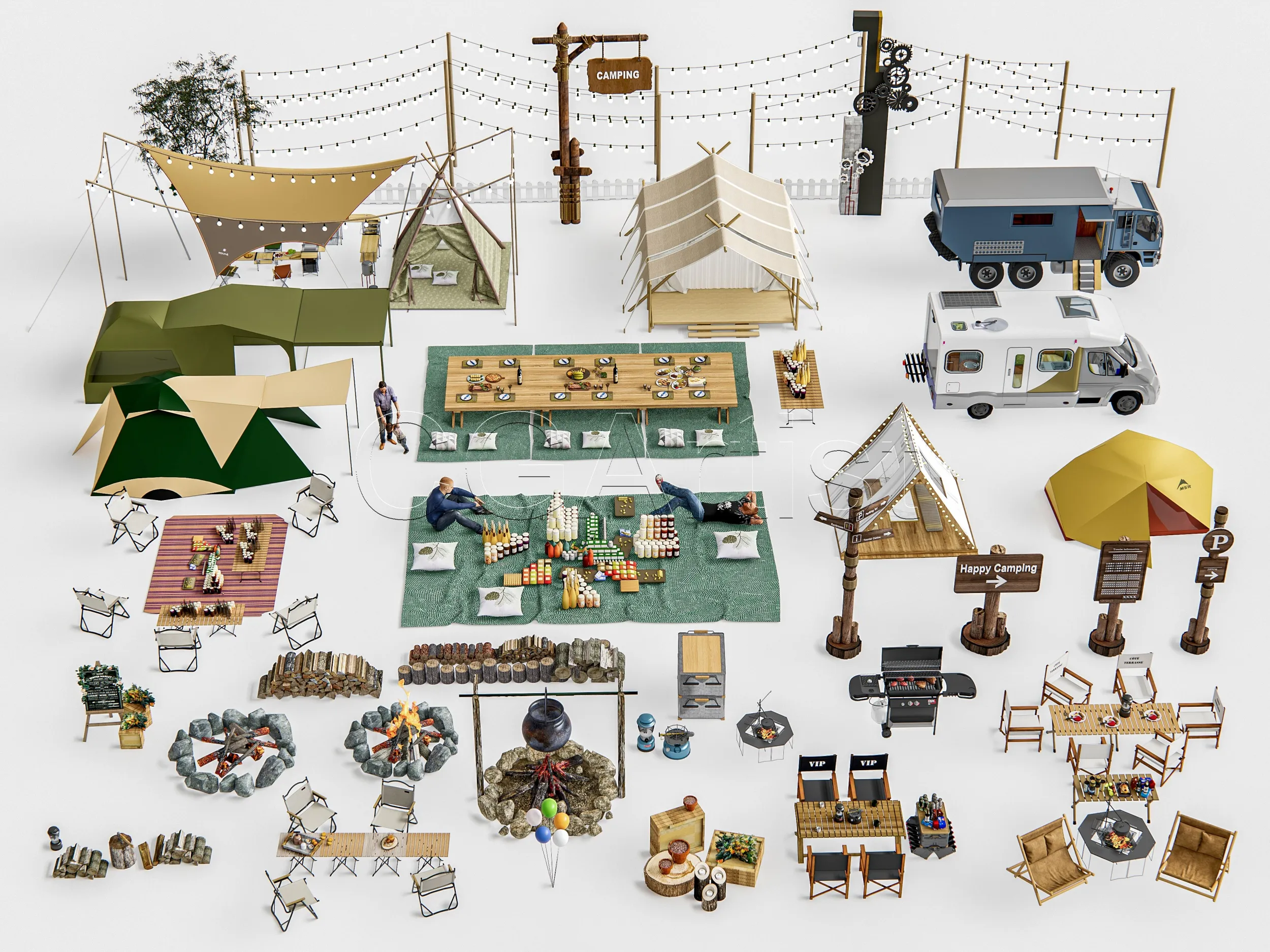 Camping 4 3D Model .c4d .max .obj .3ds .fbx .stl .blend 