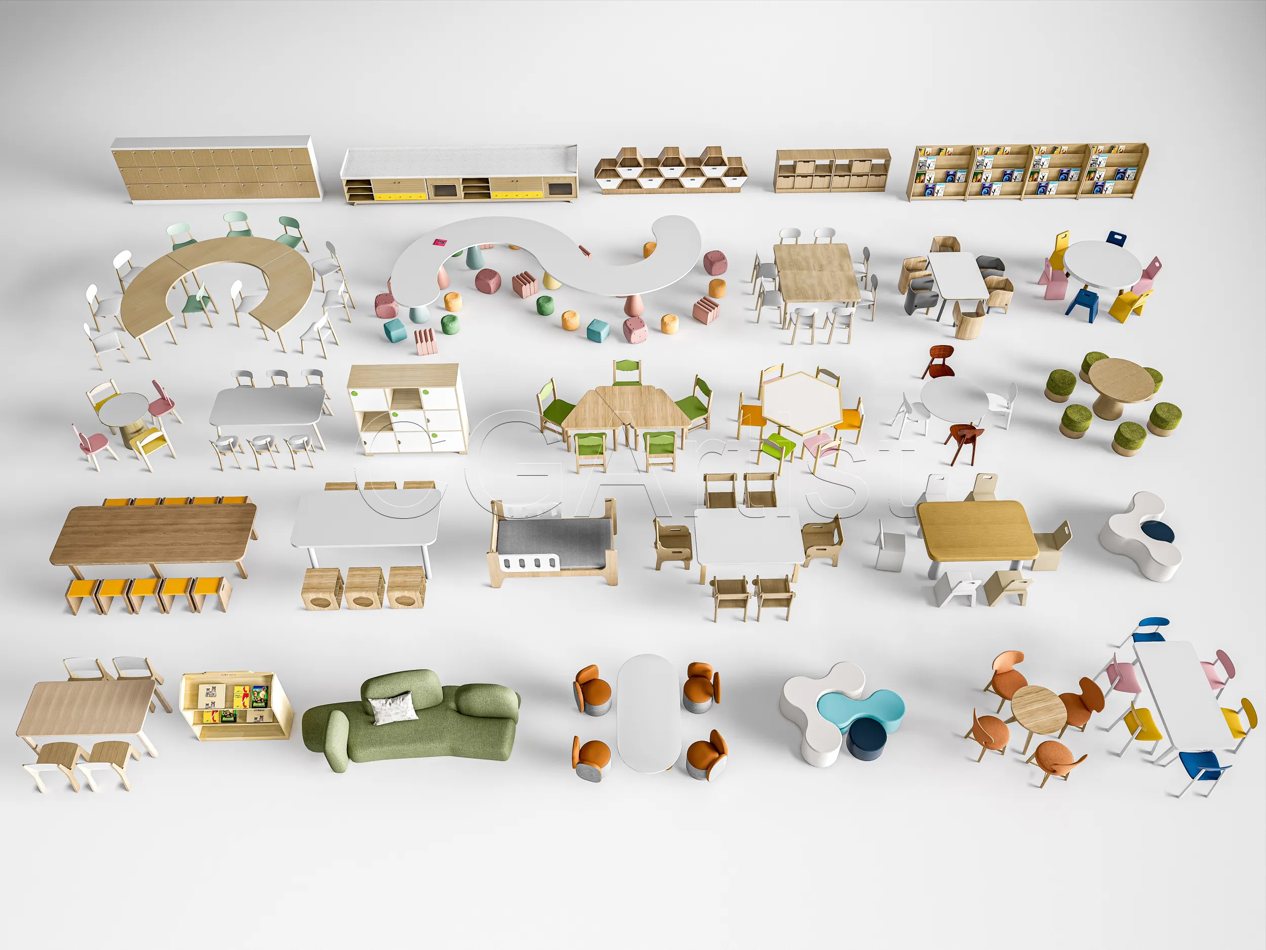 Children Table and Chairs 1 3D Model .c4d .max .obj .3ds .fbx .stl .blend 
