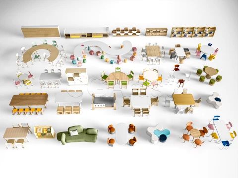 Children Table and Chairs 1 3D 模型