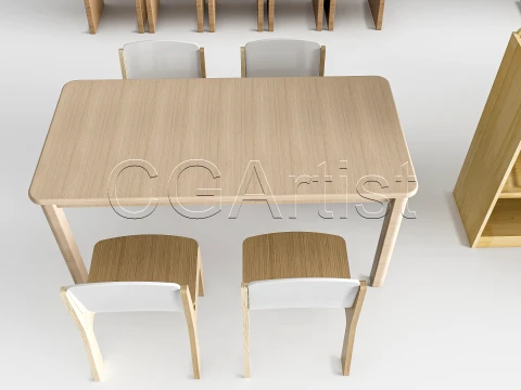 Children Table and Chairs 1 3D Model
