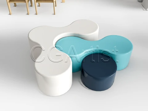 Children Table and Chairs 1 3D Model