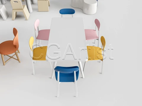 Children Table and Chairs 1 3D Model