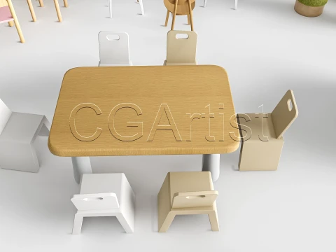 Children Table and Chairs 1 3D Model