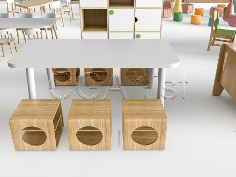 Children Table and Chairs 1 3D Model