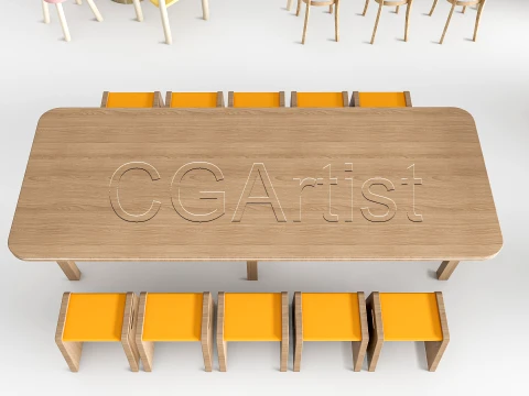Children Table and Chairs 1 3D Model
