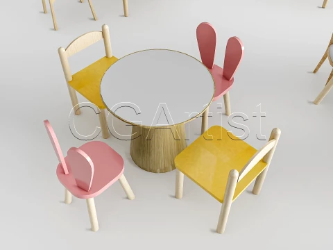 Children Table and Chairs 1 3D Model